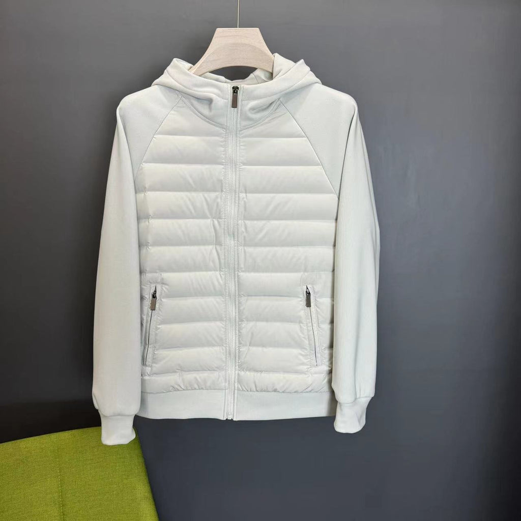 Men's Hooded Down Jacket Coat Patchwork Casual Minimalist And Ultra-Lightweight Style