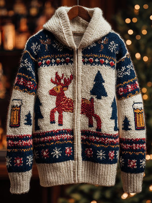 Christmas 3D Digital-Print Casual Zip-Up Hoodie