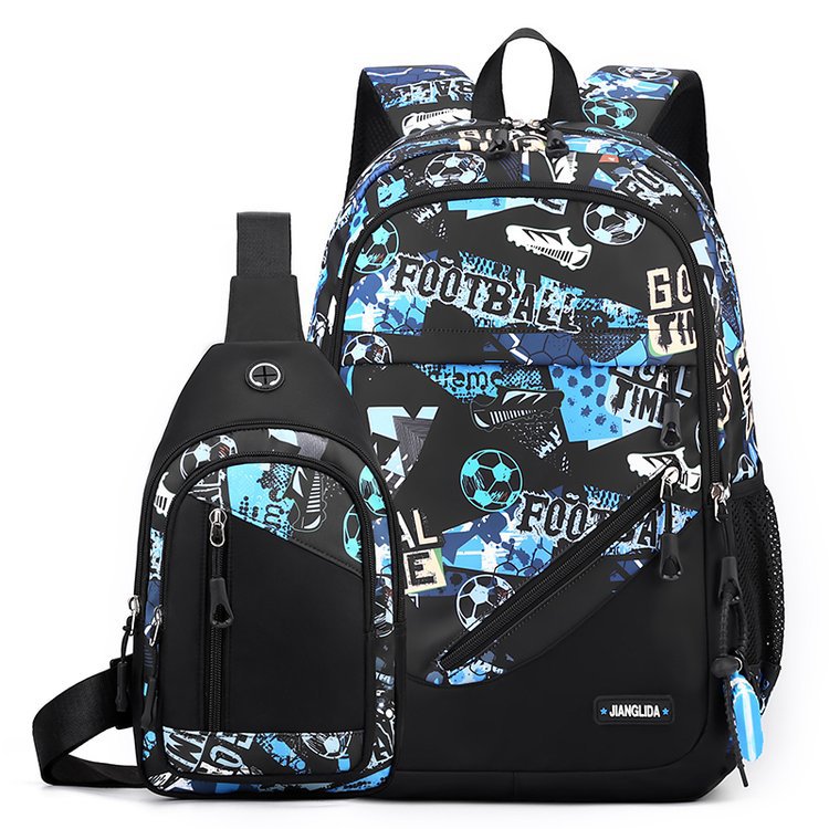 Mens Two-Piece Set Backpack And Chest Bag