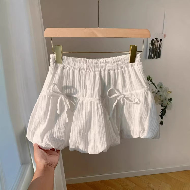 New Stylish Beach Vacation Style Bow-tie Pleated Skirt