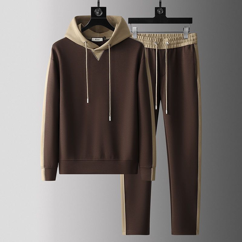 Men's Patchwork Hoodie Trousers Suit
