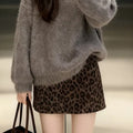 A-line Slimming Leopard-print Bodycon Skirt
