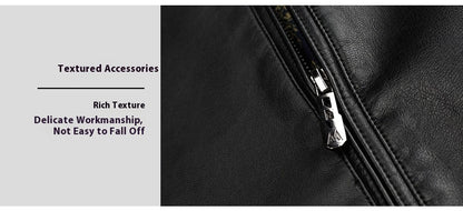 Thin Fleece-lined Soft Leather Jacket For Dad