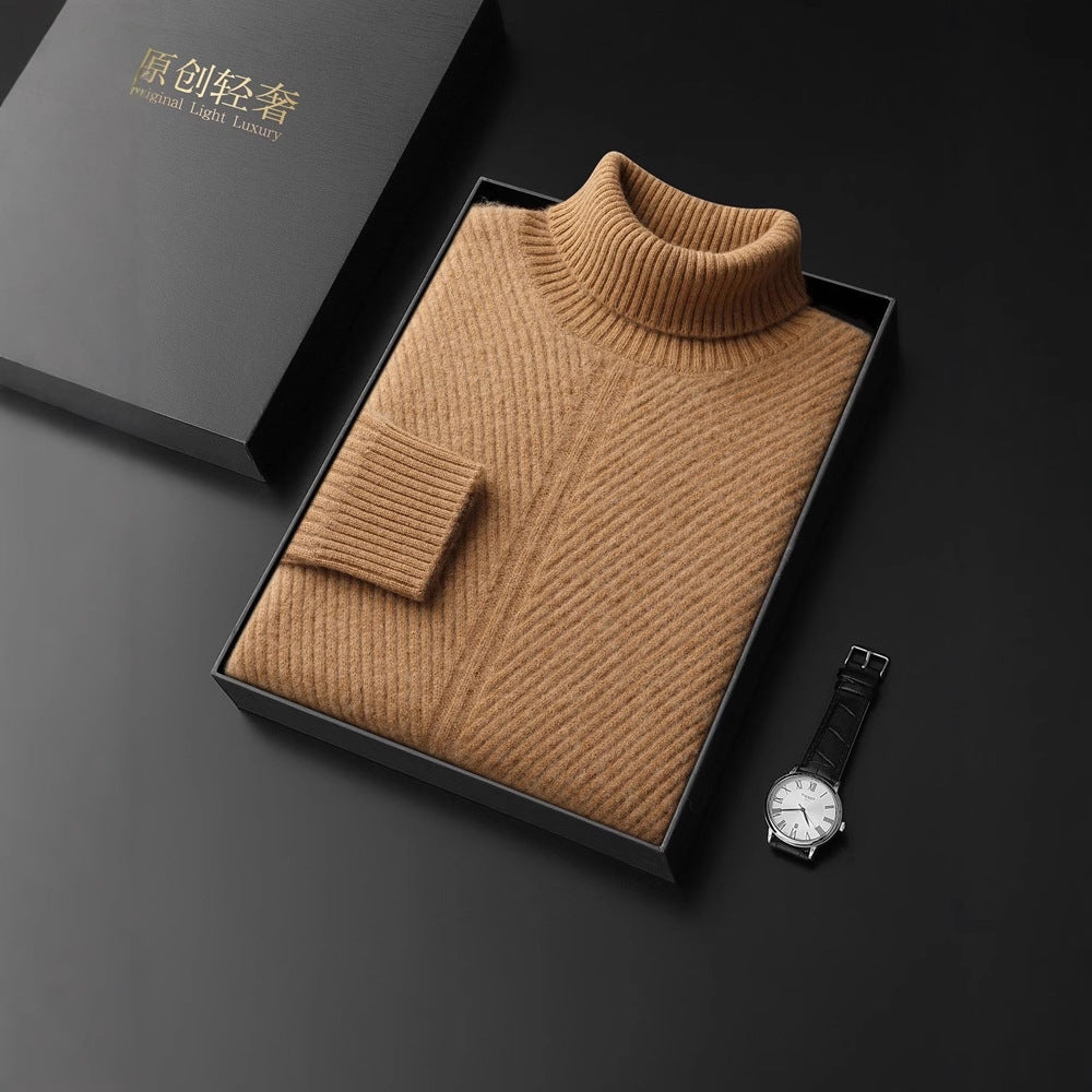 Thickened Turn-Down Collar Thermal Crewneck Cashmere Base Layer Sweater Plus-Size Knitted Pullover