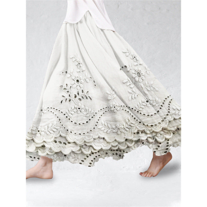 Springautumn 3D Digital-printed Midi A-line Skirt